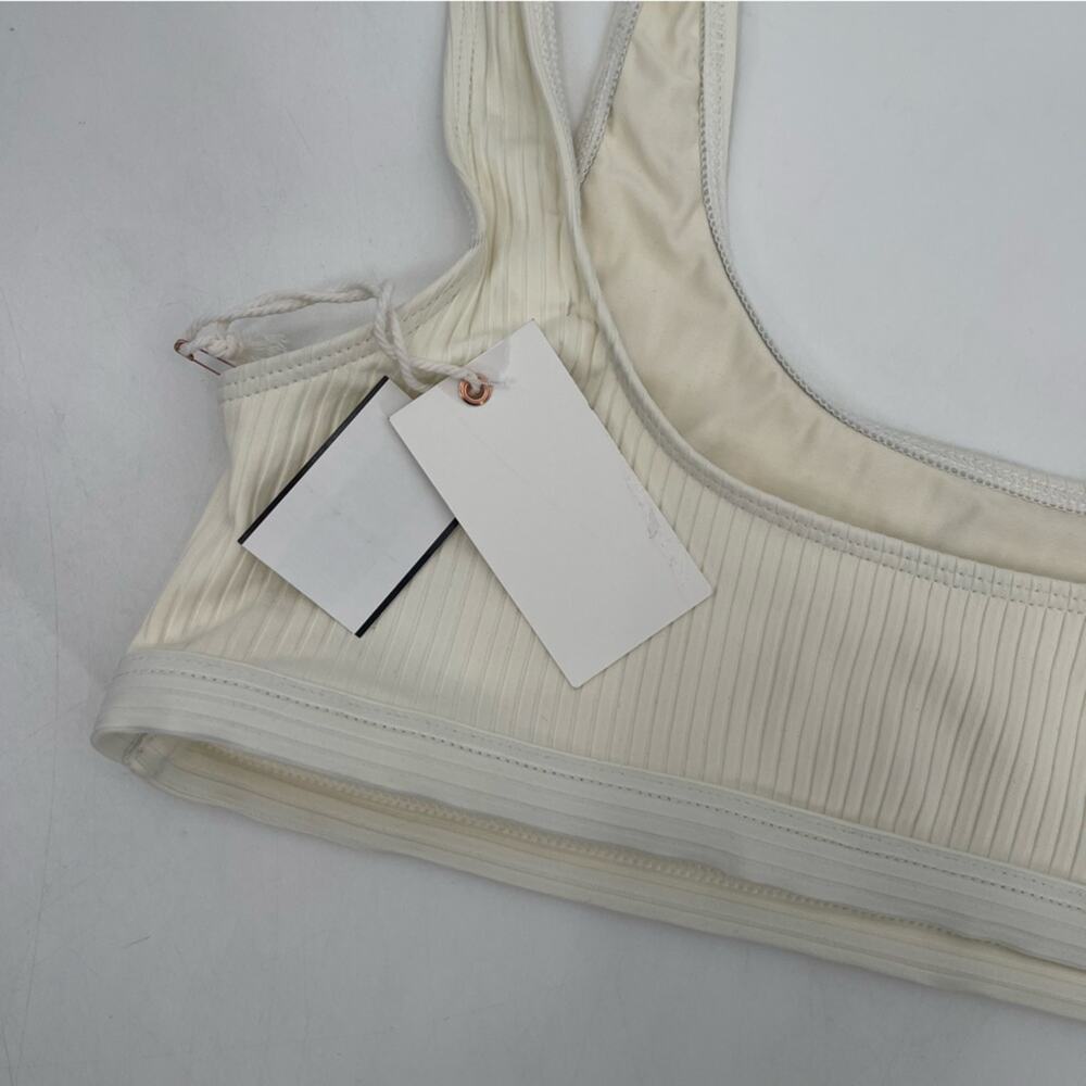 GOOD AMERICAN Bikini Top 2XL Curvy Plus Size Ribbed Scoop Neck Swim Ivory NWT - Picture 6 of 15